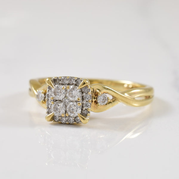 Diamond Halo Ring with Accents | 0.28ctw | SZ 5.25 |