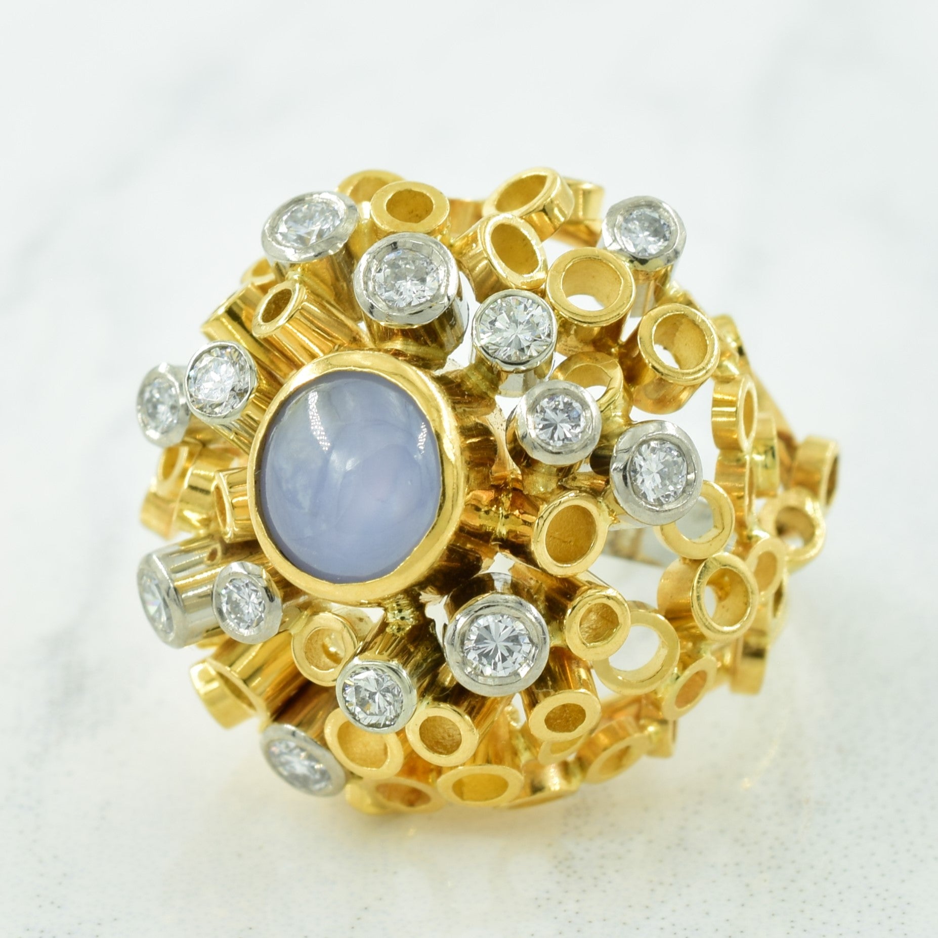 Star Sapphire & Diamond Cocktail Ring | 1.50ct, 0.32ctw | SZ 3.5 |