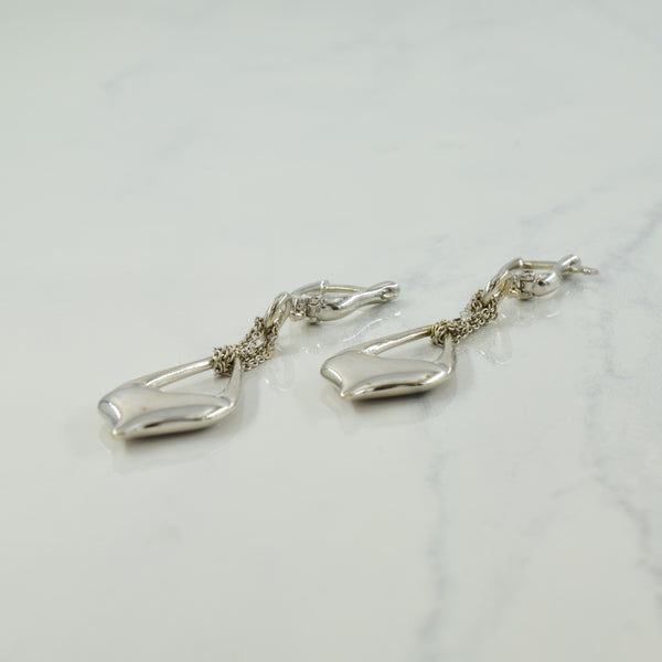 18k White Gold Drop Heart Earrings |