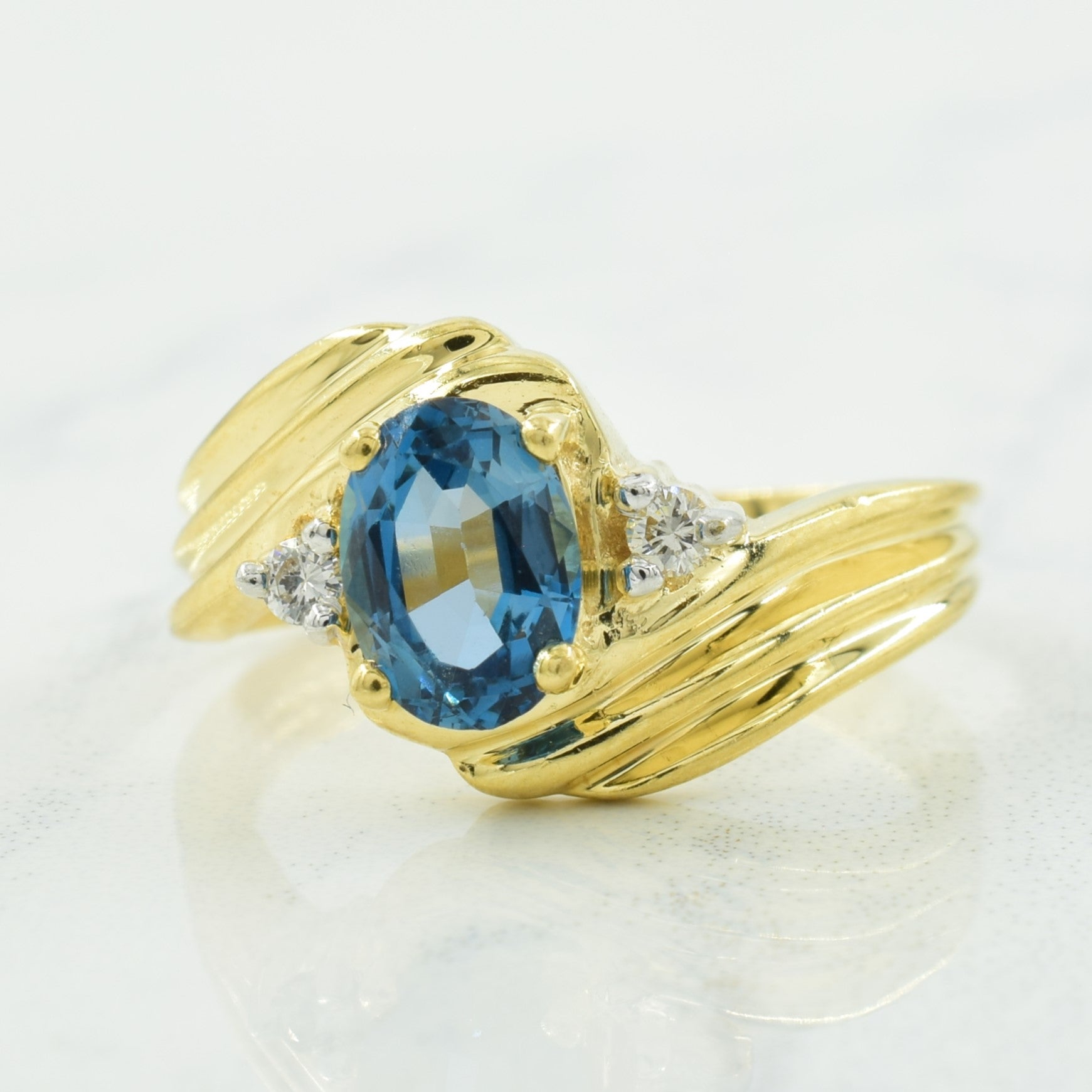 London Blue Topaz & Diamond Ring | 0.85ct, 0.05ctw | SZ 6.25 |