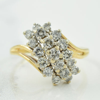 Cluster Diamond Bypass Ring | 0.76ctw | SZ 8.75 |
