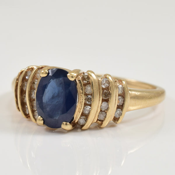 Blue Sapphire & Diamond Ring | 1.00ct, 0.24ctw | SZ 6.75 |