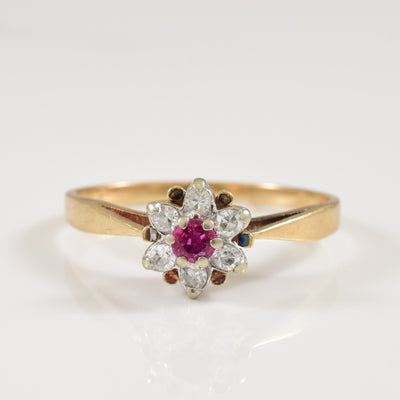 Diamond & Ruby Cathedral Ring | 0.10ctw, 0.09ct | SZ 5.75 |