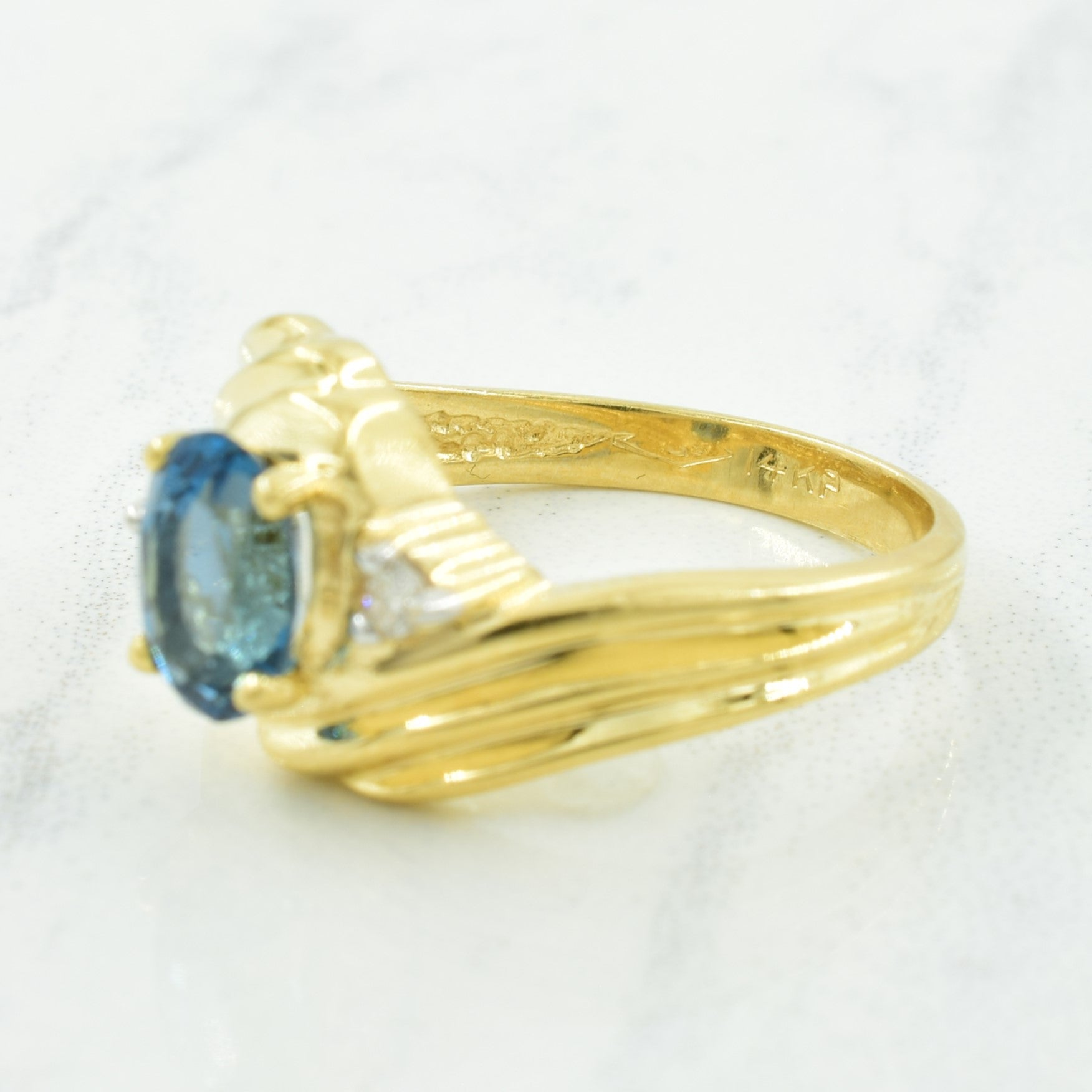 London Blue Topaz & Diamond Ring | 0.85ct, 0.05ctw | SZ 6.25 |