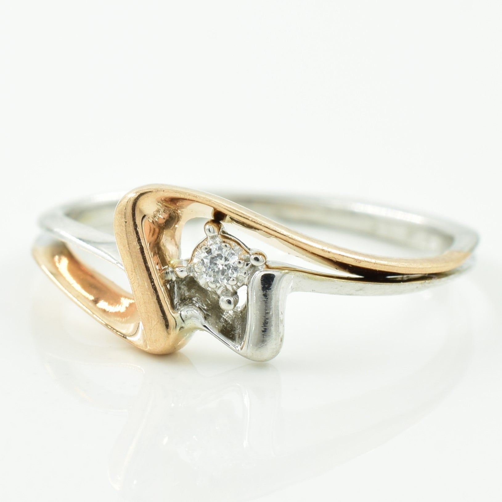 White & Rose Gold Diamond Ring | 0.01ct | SZ 5 |