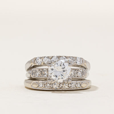 Diamond Wedding Ring Fused Set | 0.93ct SI1 H | 0.48ctw | SZ 5.5 |