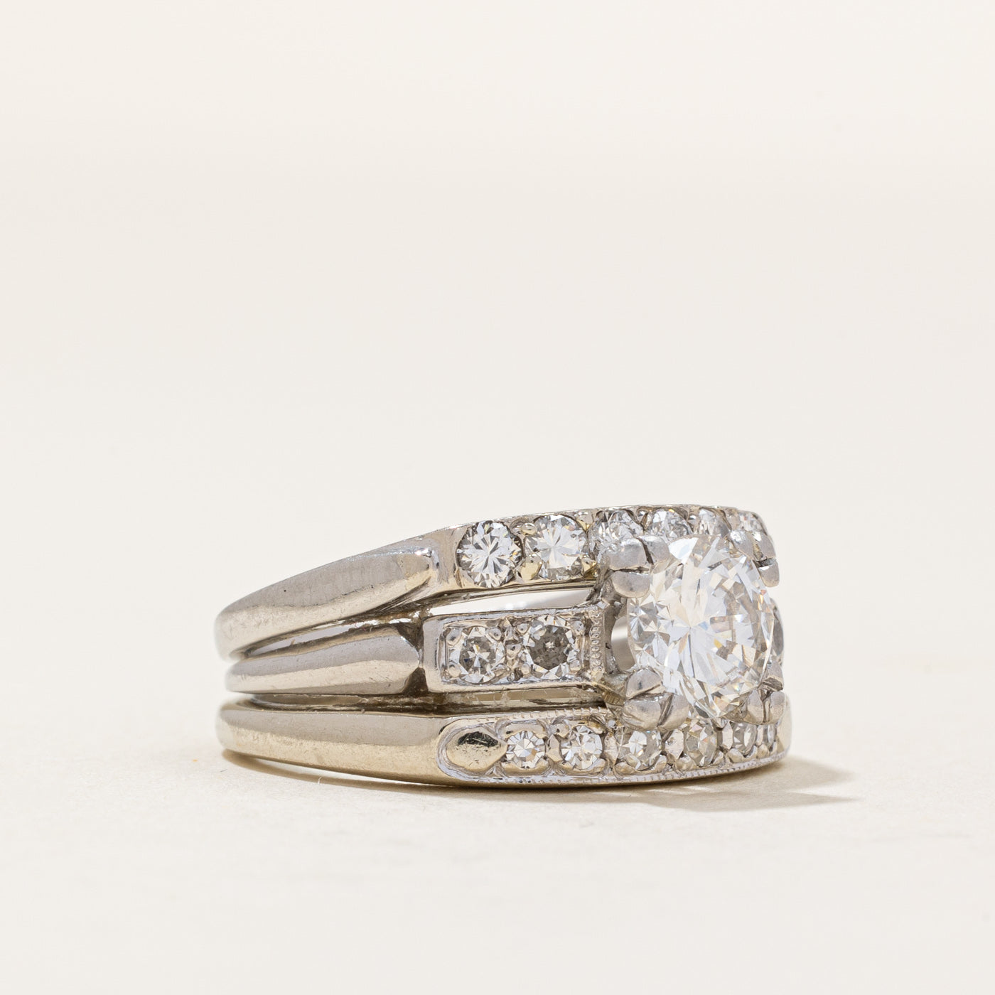 Diamond Wedding Ring Fused Set | 0.93ct SI1 H | 0.48ctw | SZ 5.5 |