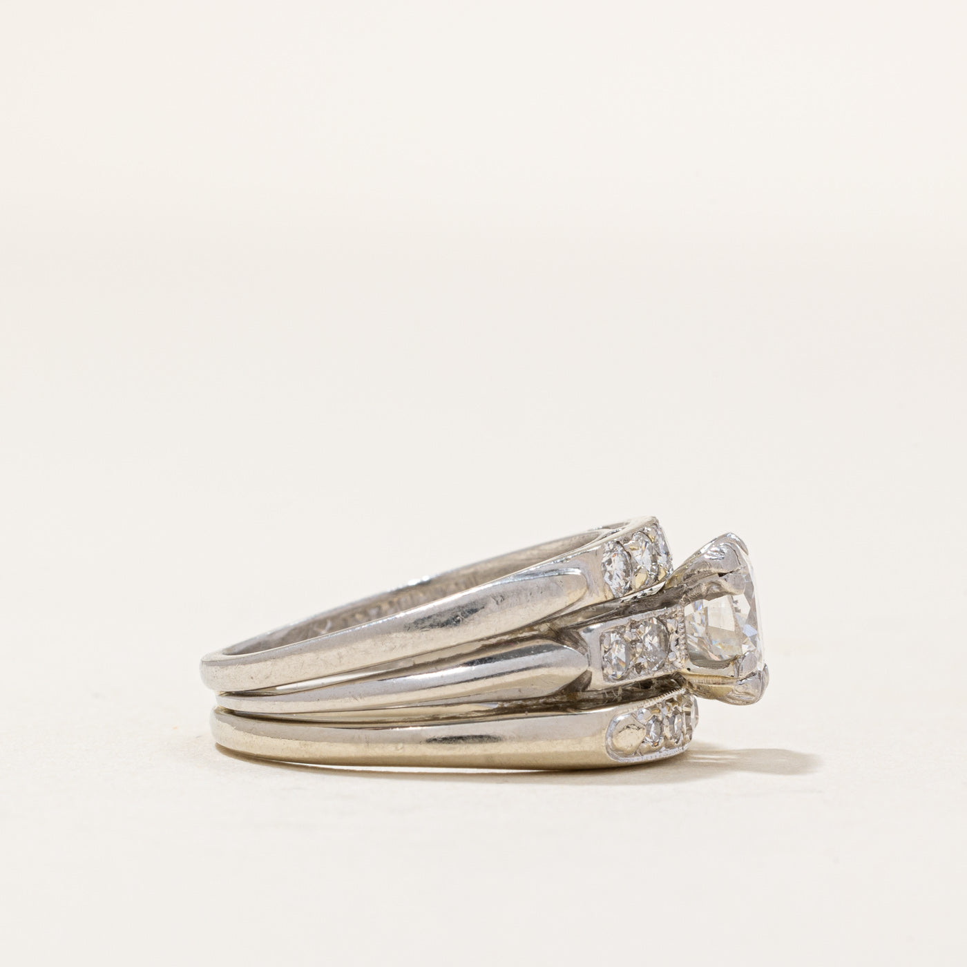 Diamond Wedding Ring Fused Set | 0.93ct SI1 H | 0.48ctw | SZ 5.5 |