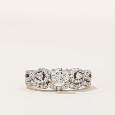 GIA Certified Diamond Ring Fused Wedding Set | 0.49ct I1 G | 0.37ctw | SZ 6 |