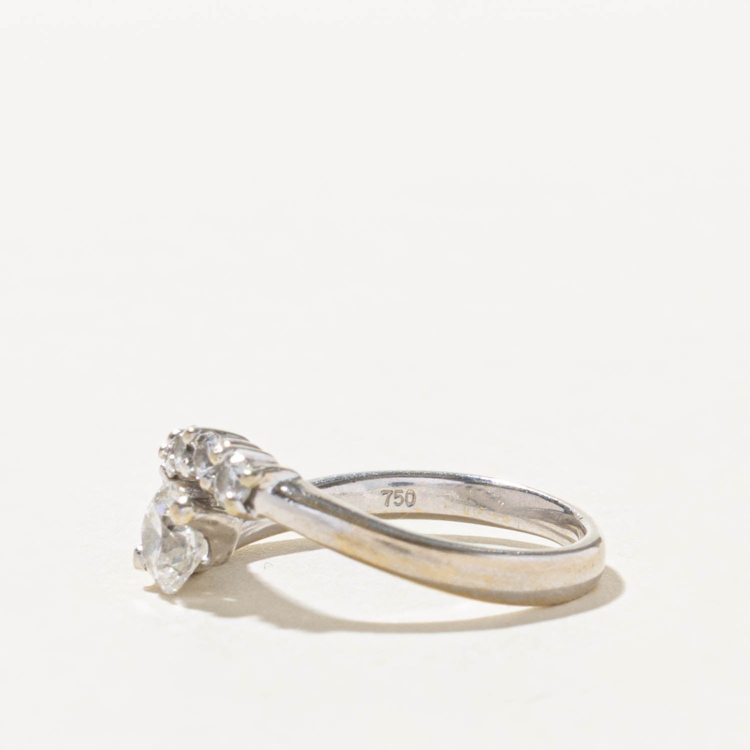 18k White Gold Diamond Waterfall Bypass Ring | 0.56ctw | SZ 4.5