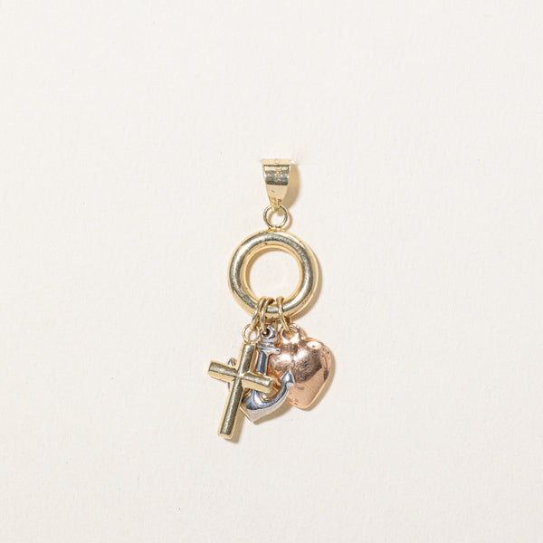 10k Tri Tone Gold Charm Pendant