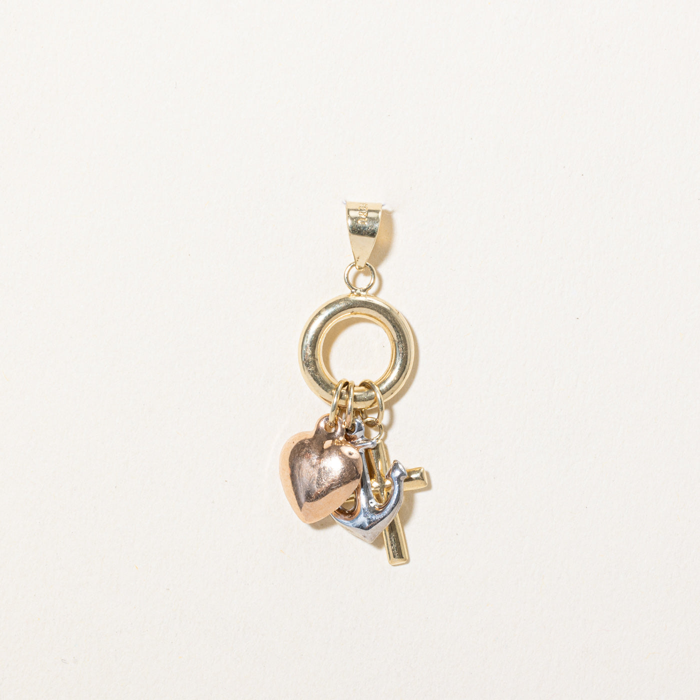 10k Tri Tone Gold Charm Pendant