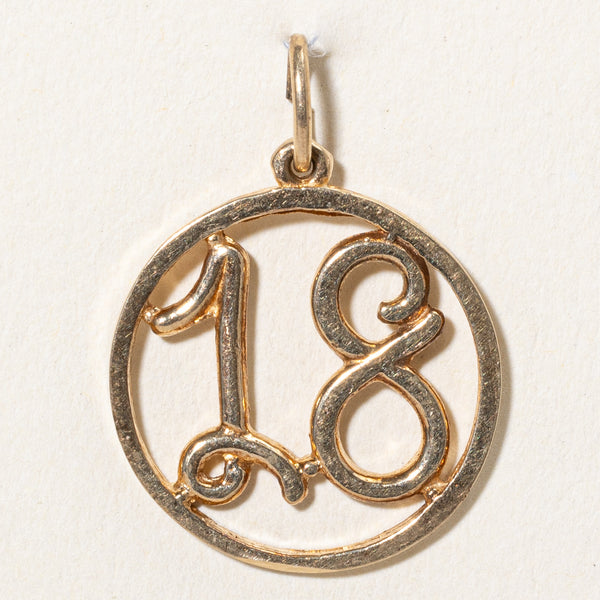 10k Yellow Gold '18' Charm