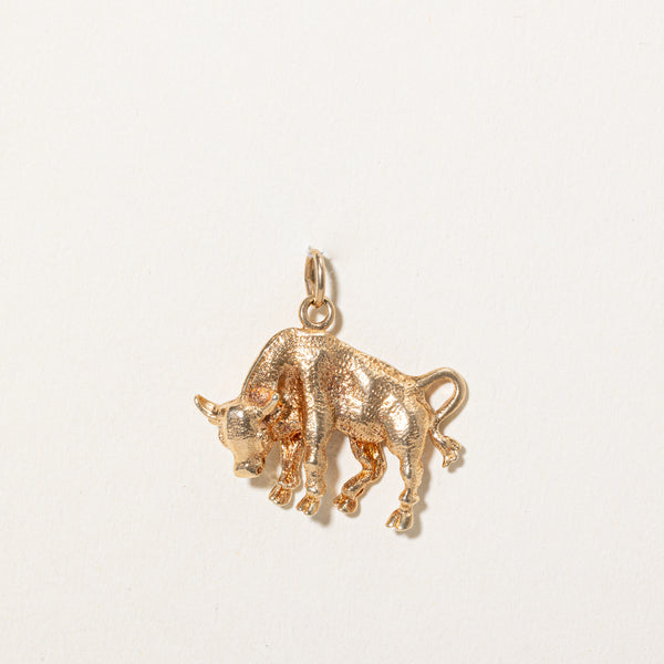 14k Yellow Gold Bull Charm