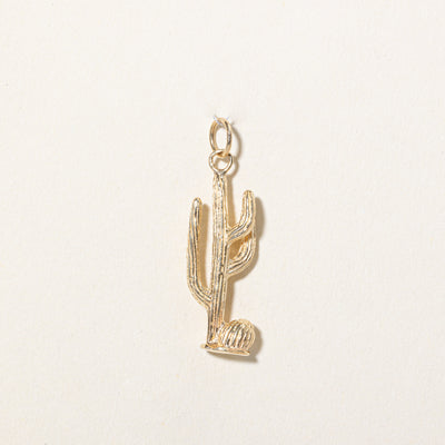 14k Yellow Gold Cactus Charm