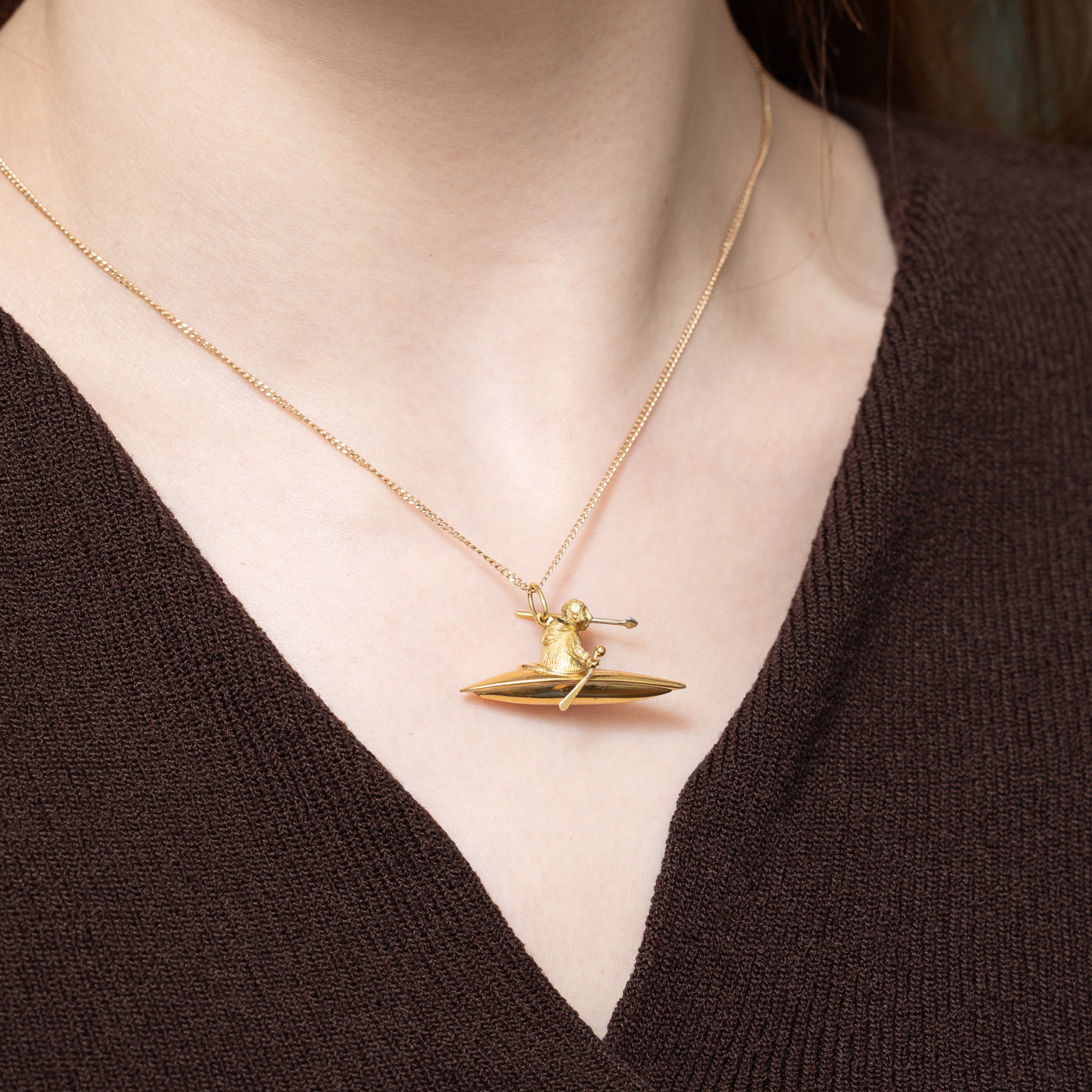 18K Yellow Gold Spear Fisherman Charm
