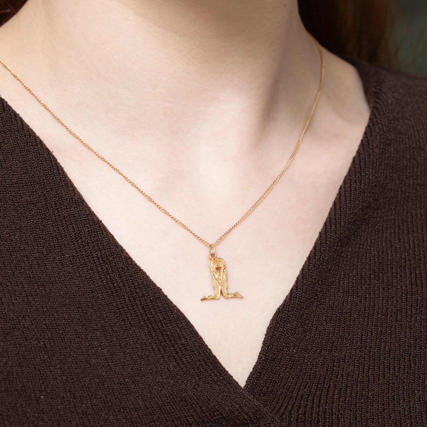 10K Rose Gold Man & Woman Kneeling Pendant