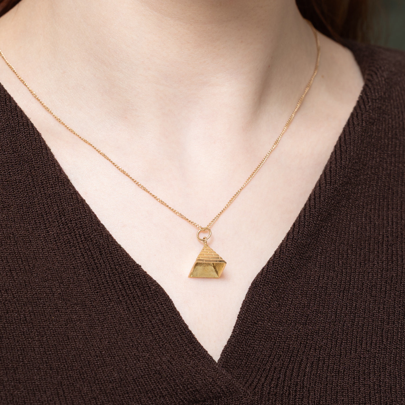 14K Yellow Gold Pyramid Charm