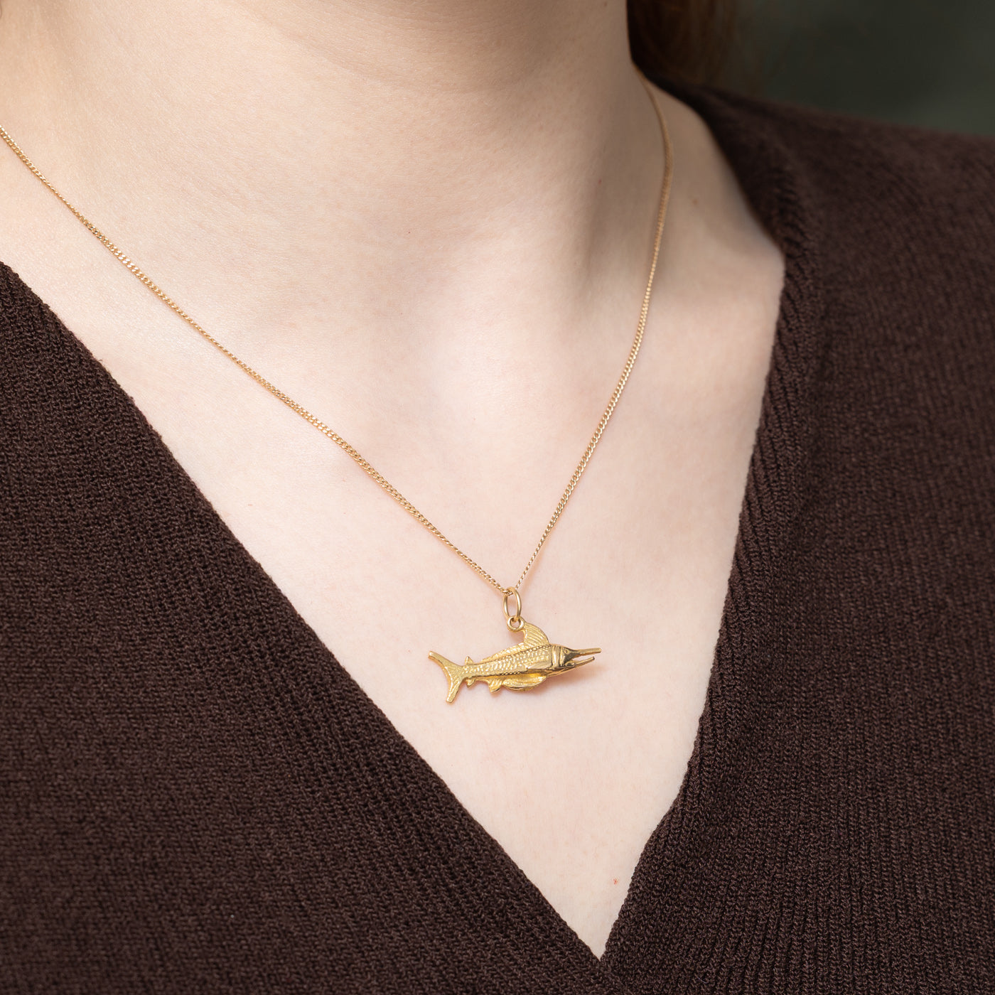 14K Yellow Gold Marlin Charm