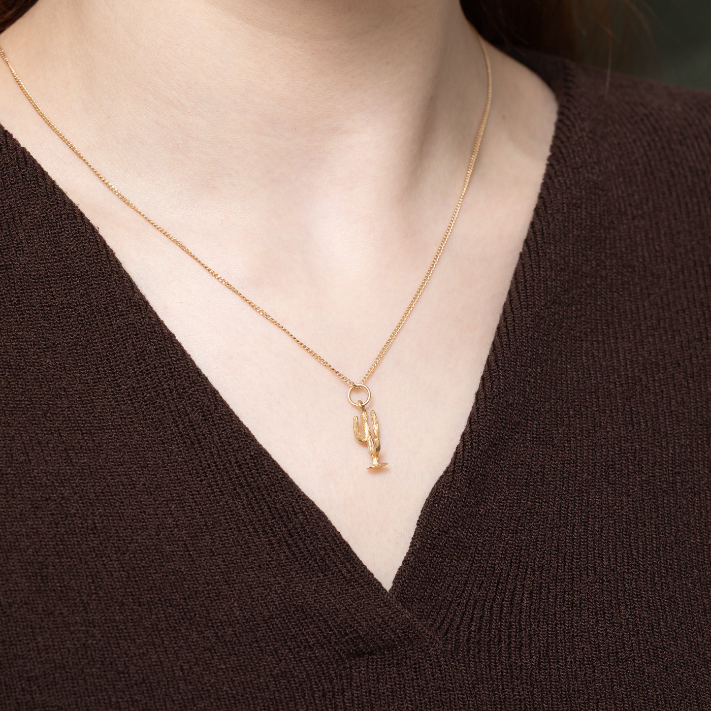 14K Yellow Gold Cactus Charm