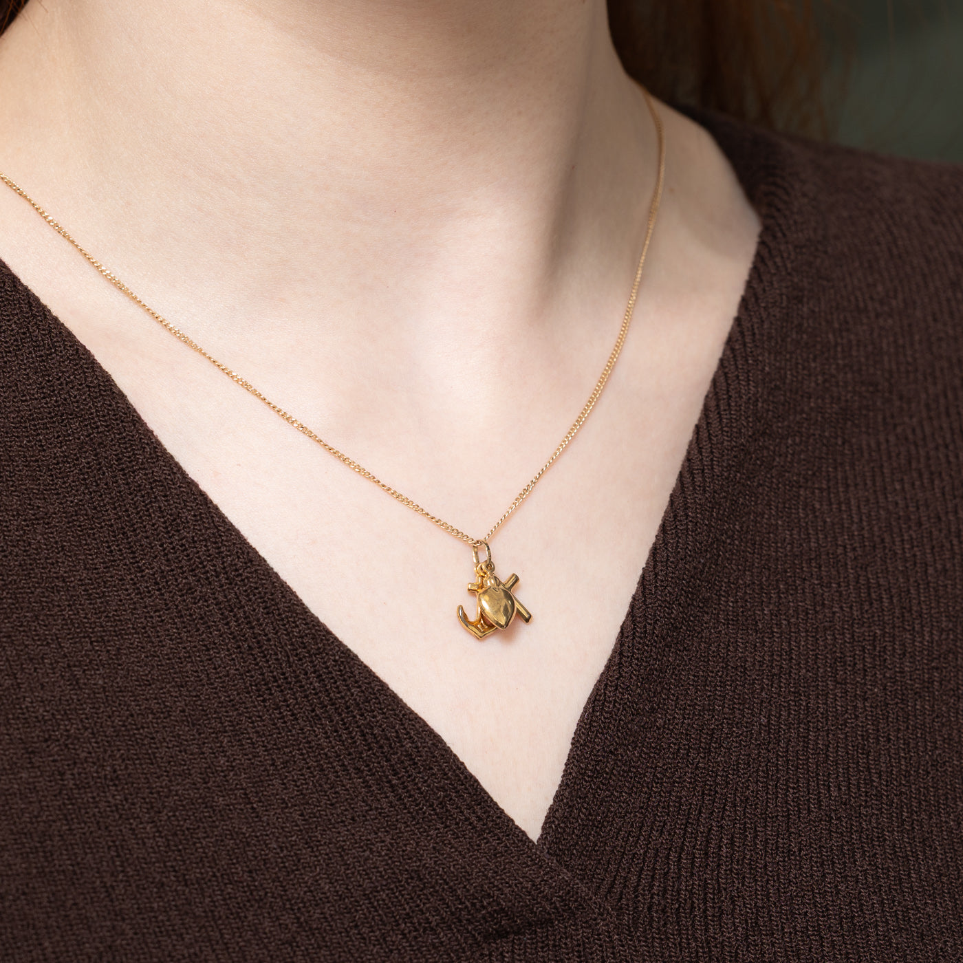 10K Yellow Gold "Faith, Hope, & Charity" Charm