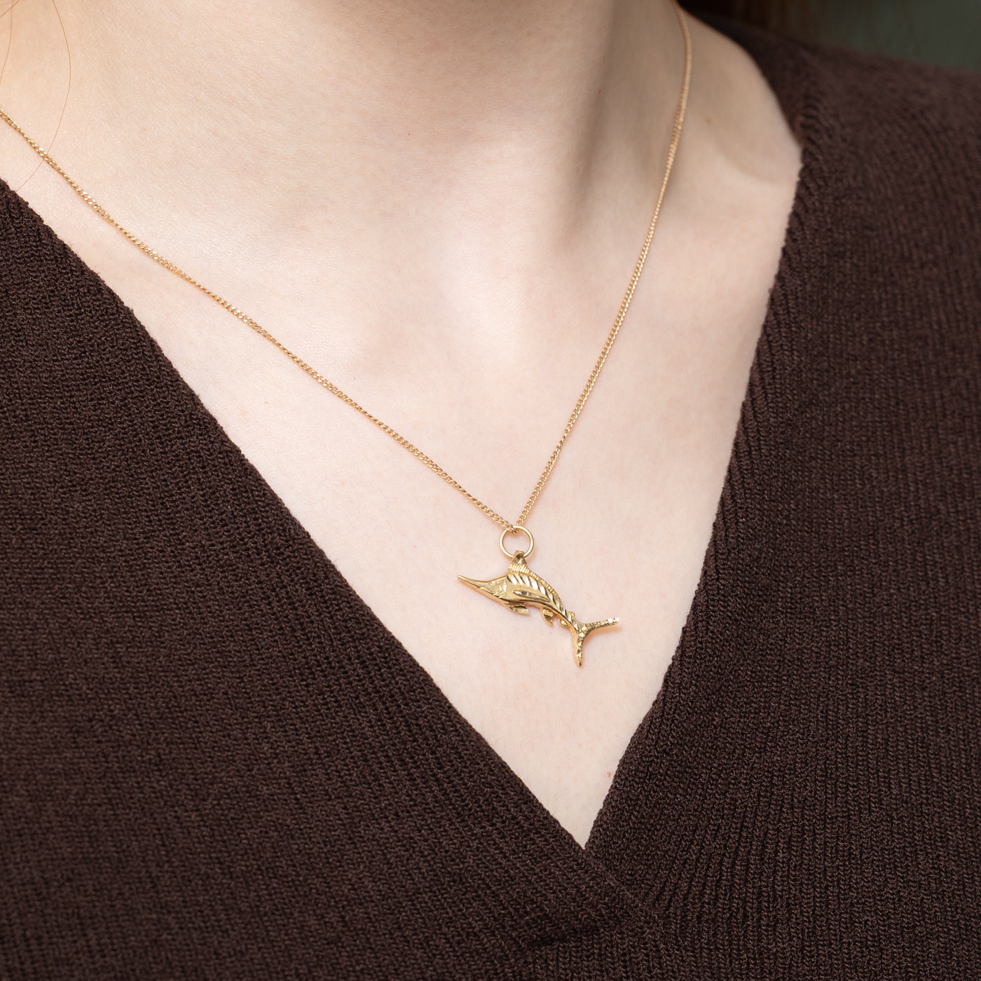 14K Yellow Gold Textured Swordfish Charm