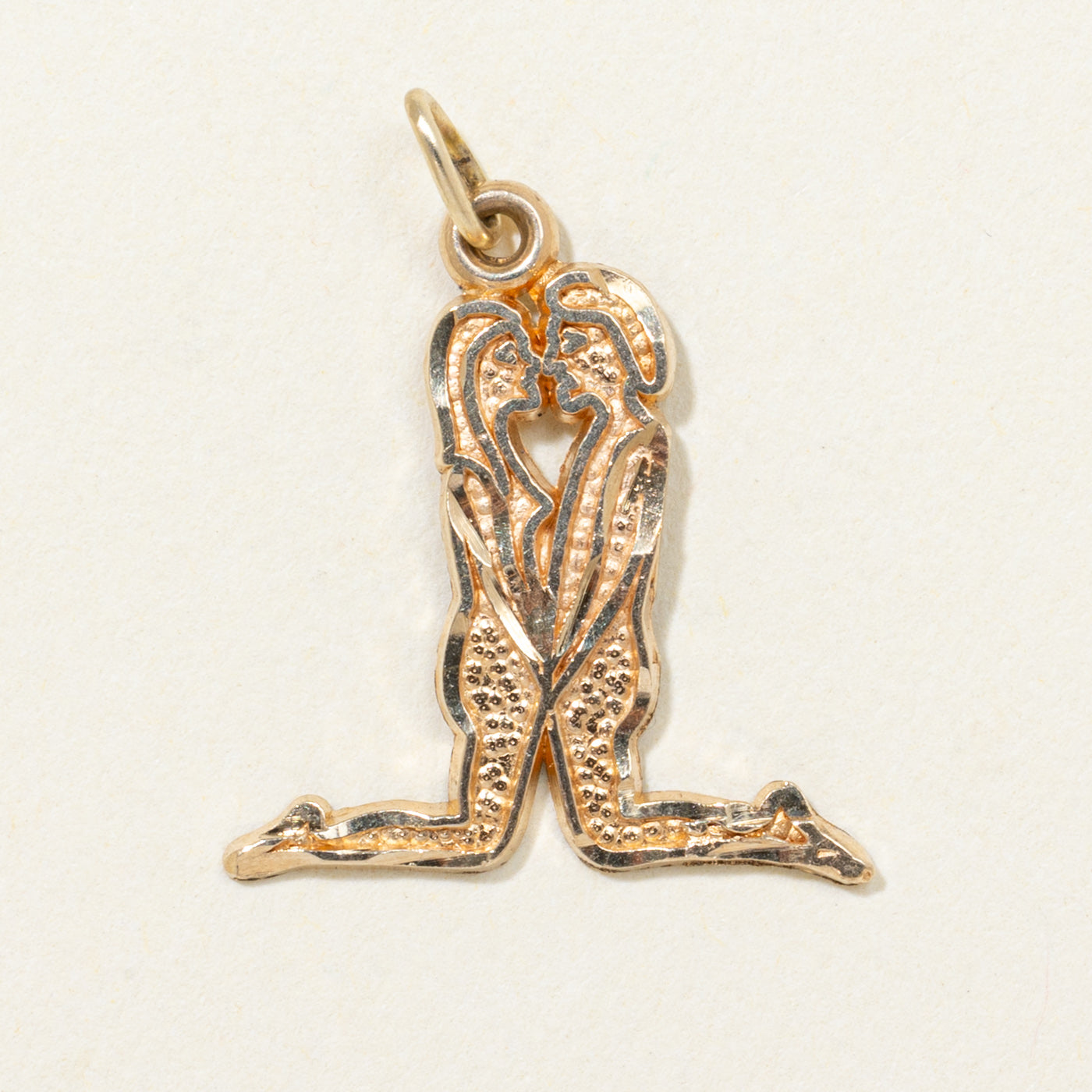 10K Rose Gold Man & Woman Kneeling Pendant