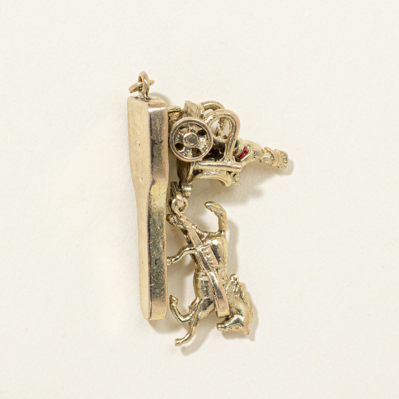 1963 London 9K Yellow Gold Kinetic Roman Chariot Charm