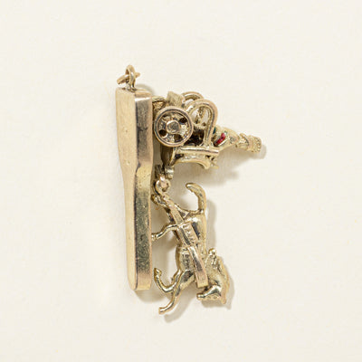 1963 London 9K Yellow Gold Kinetic Roman Chariot Charm