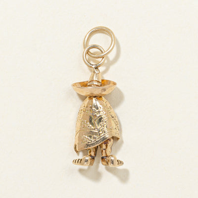 14K Yellow Gold Mexican Sombrero & Poncho Charm