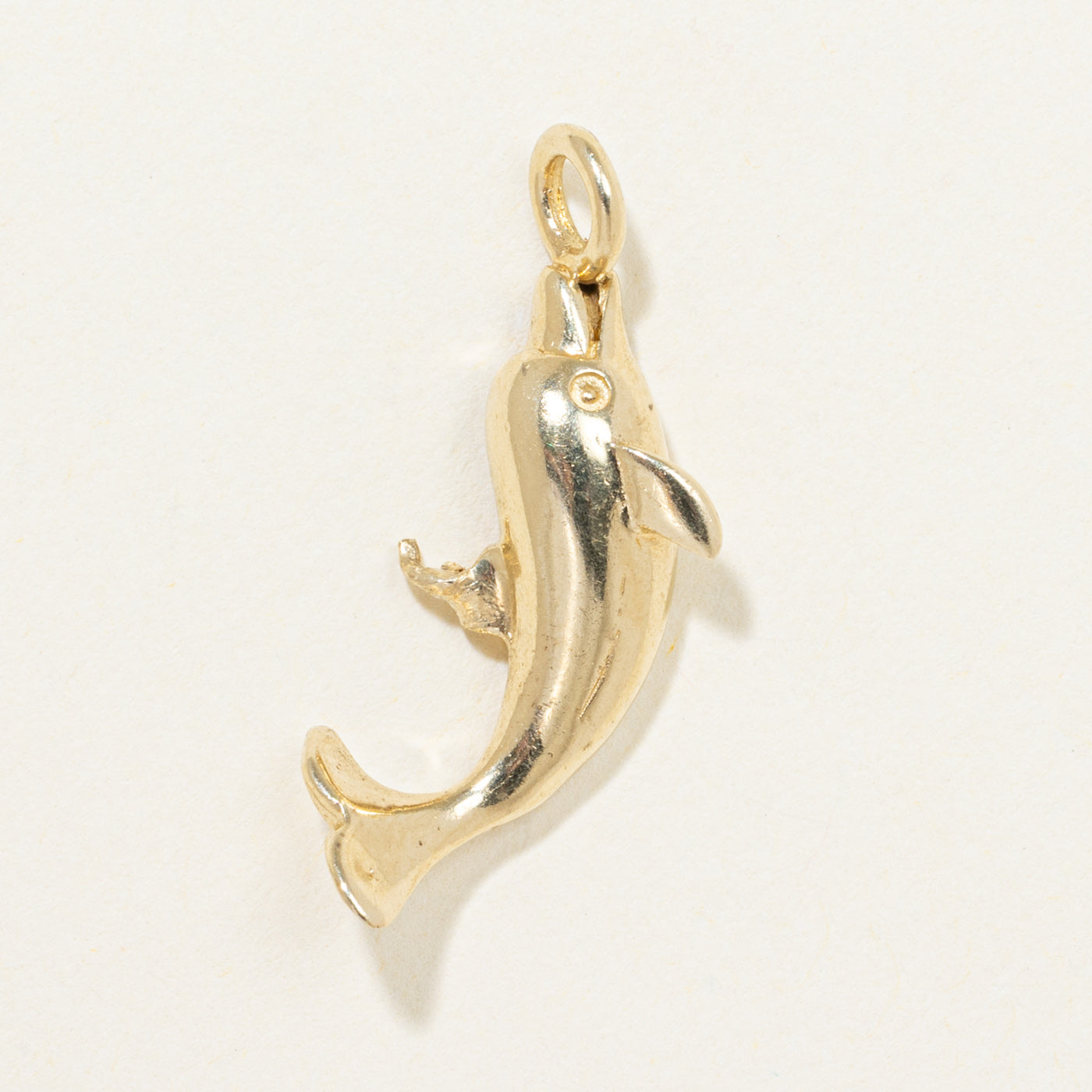 14K Yellow Gold Leaping Dolphin Charm