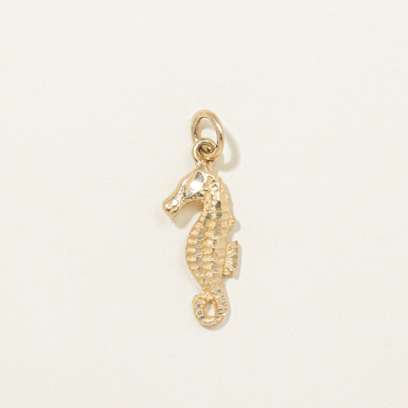 14K Yellow Gold Textured Seahorse Charm