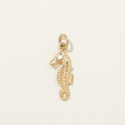 14K Yellow Gold Textured Seahorse Charm