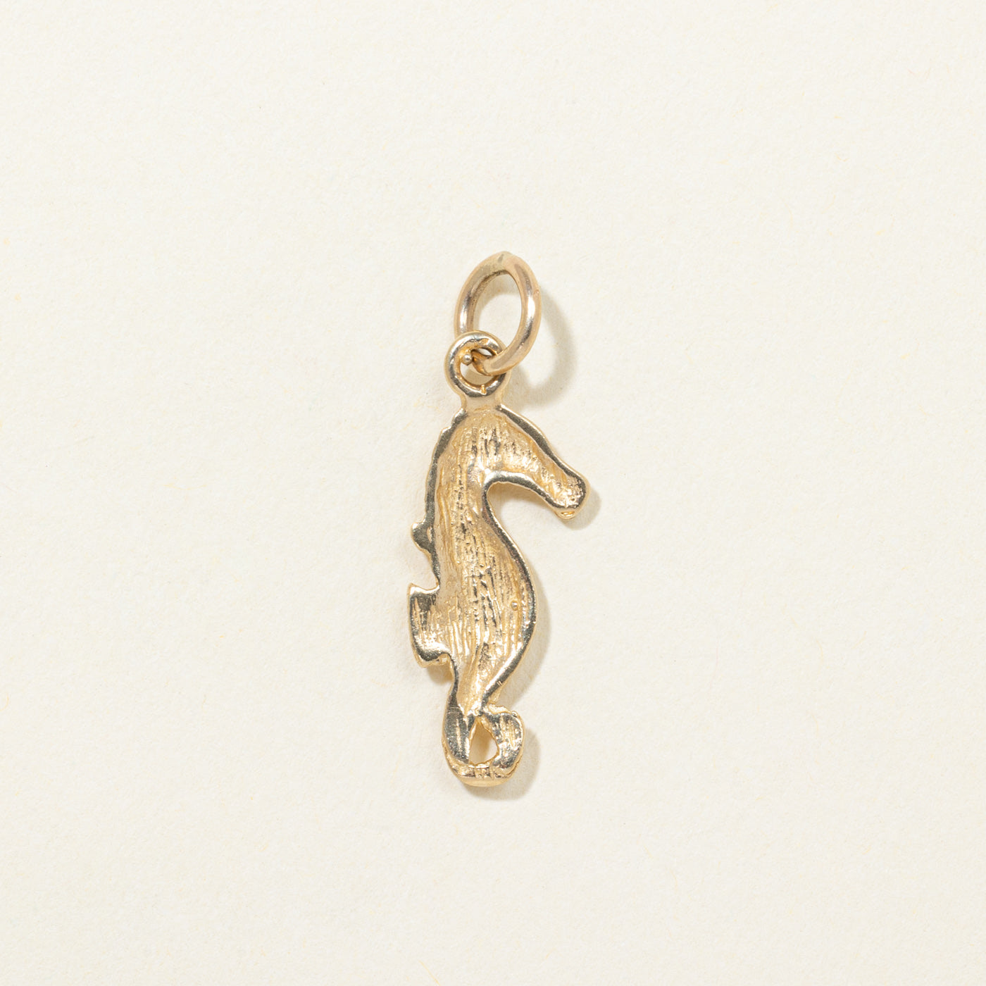 14K Yellow Gold Textured Seahorse Charm