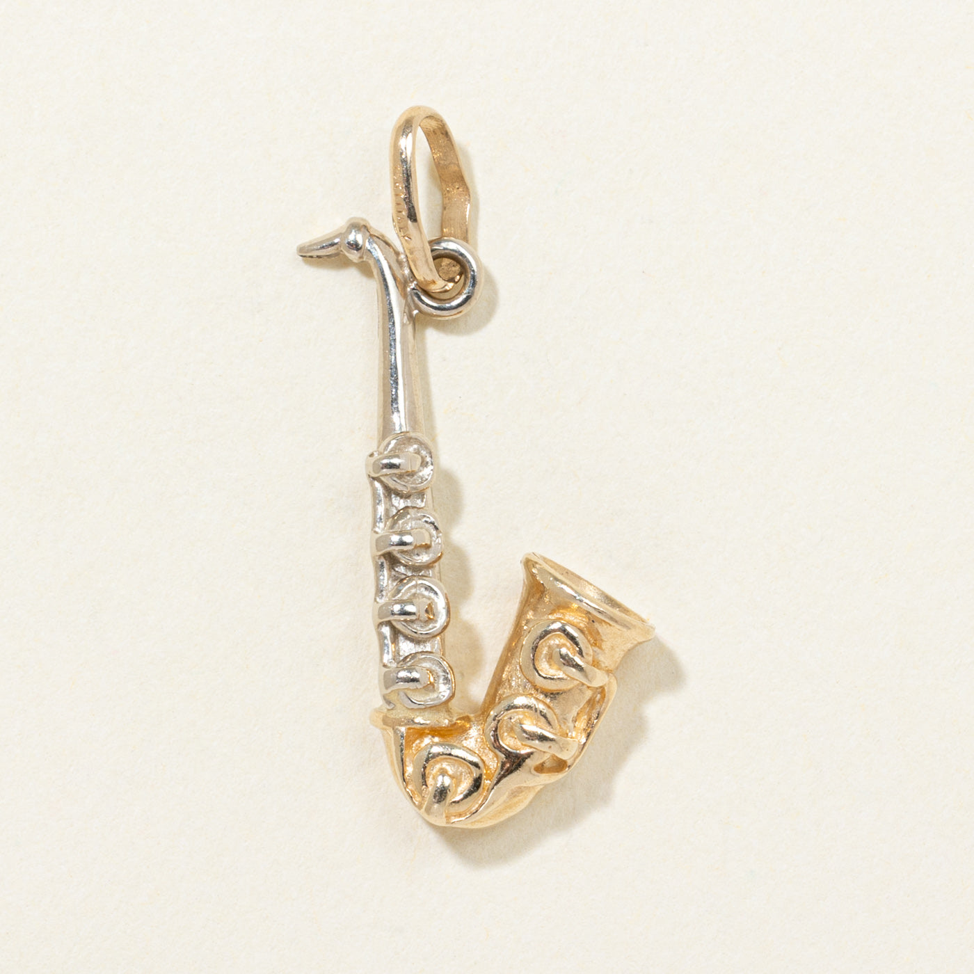 14k Two Tone Gold Saxophone Charm