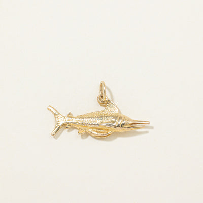 14K Yellow Gold Marlin Charm