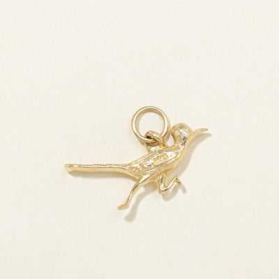 14K Yellow Gold Road Runner Bird Charm