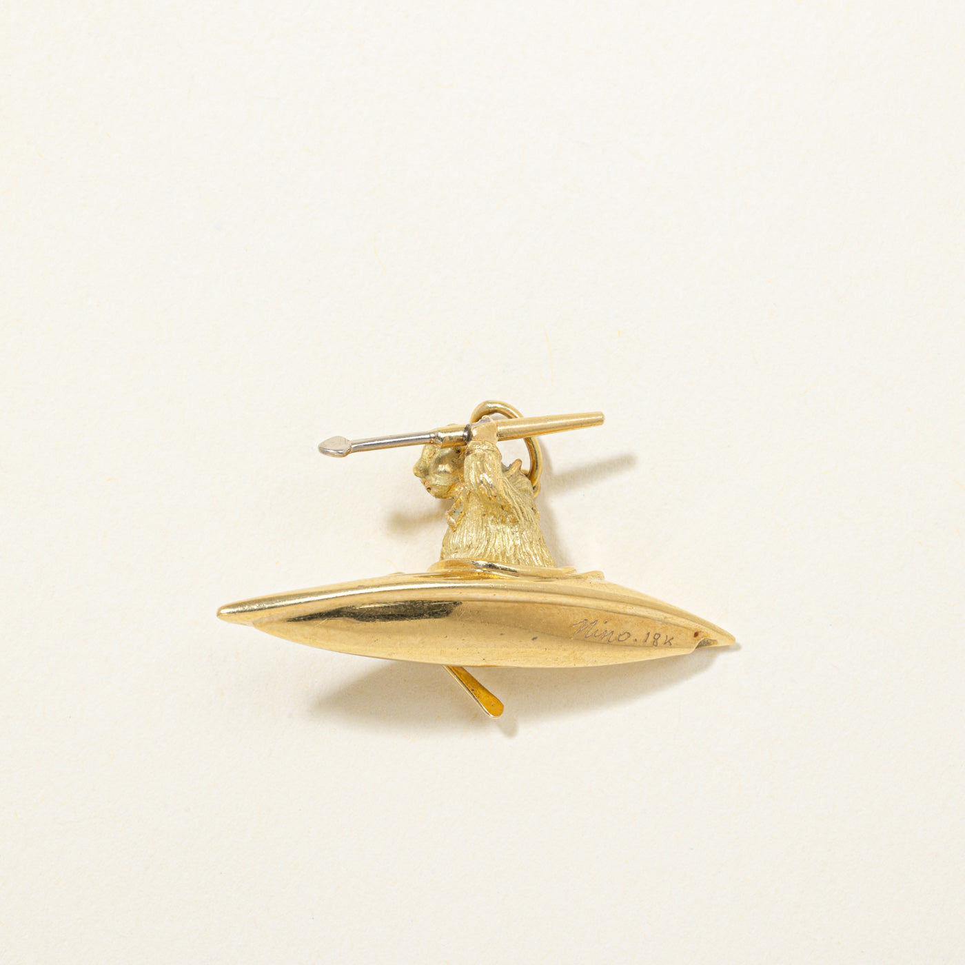 18K Yellow Gold Spear Fisherman Charm