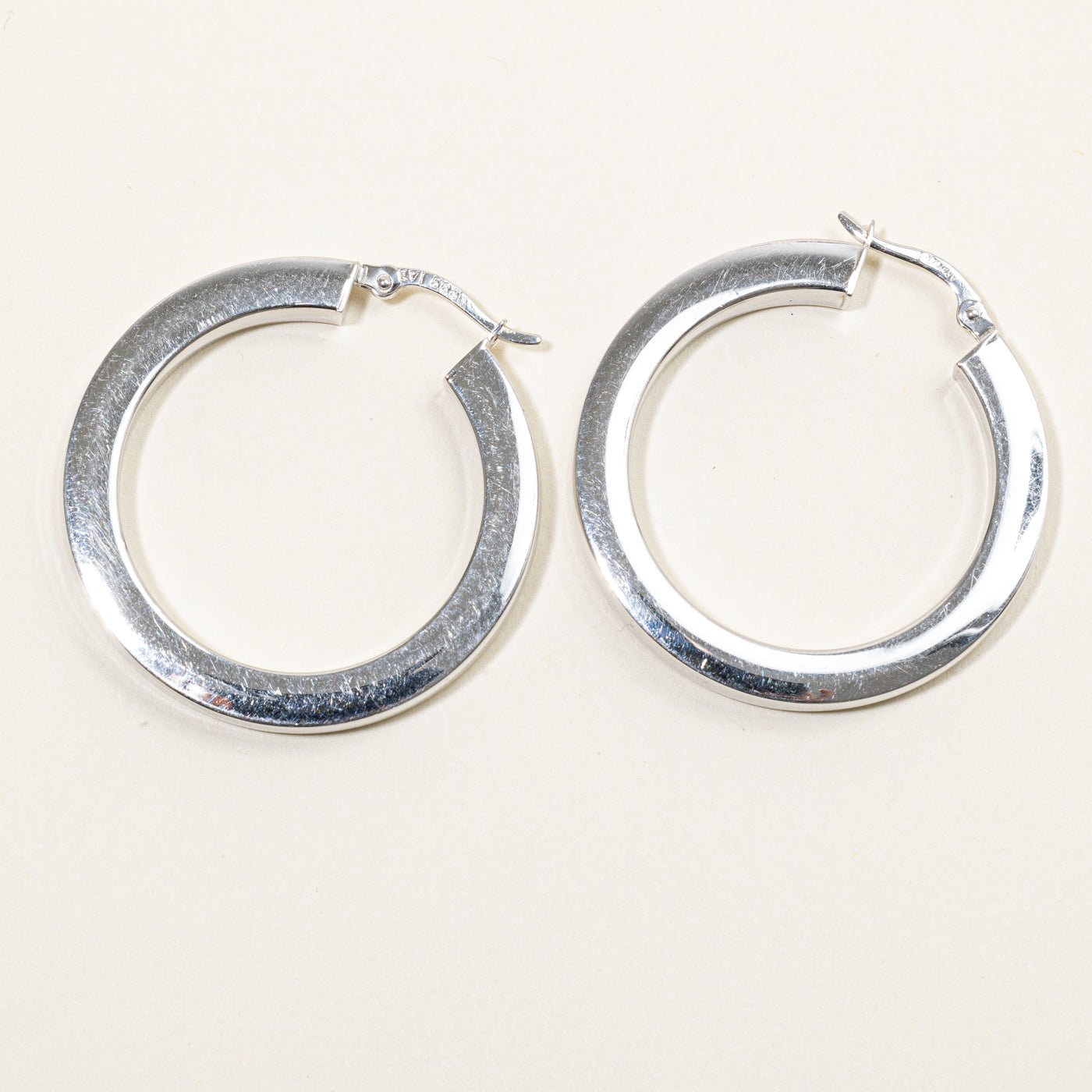 14k White Gold Hoop Earrings