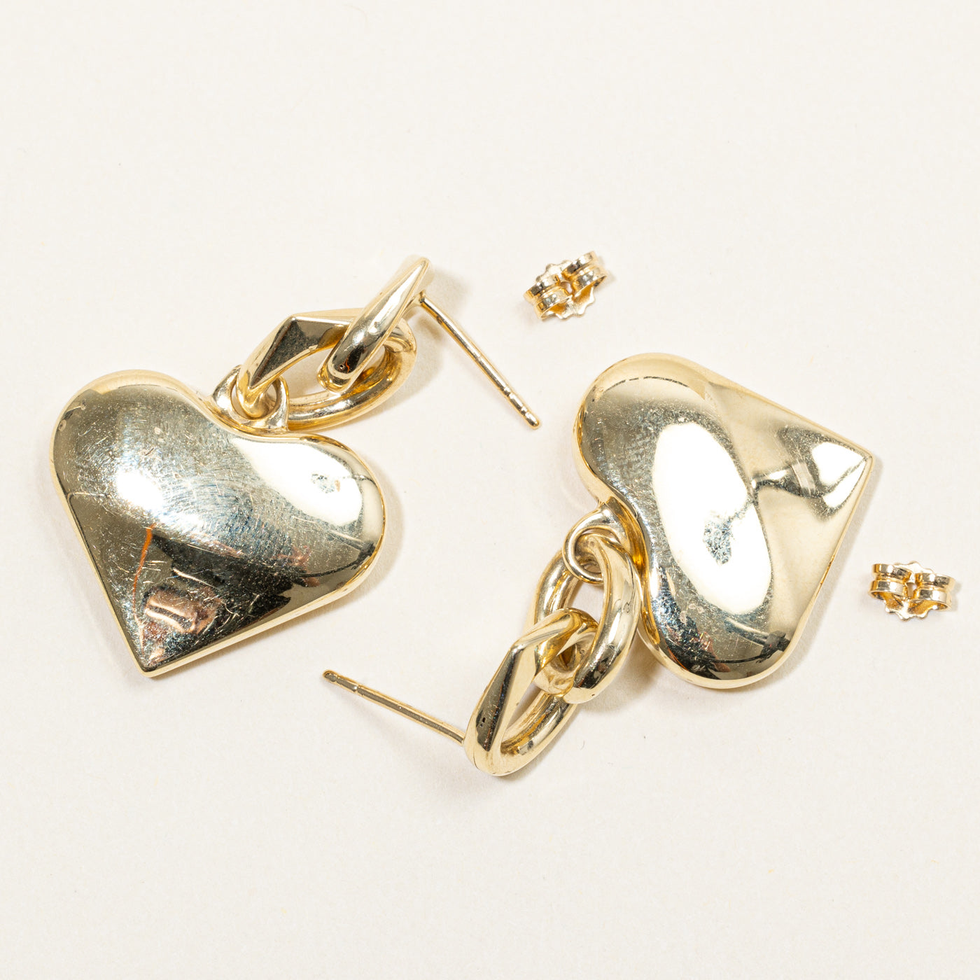 18k Yellow Gold Heart Earrings