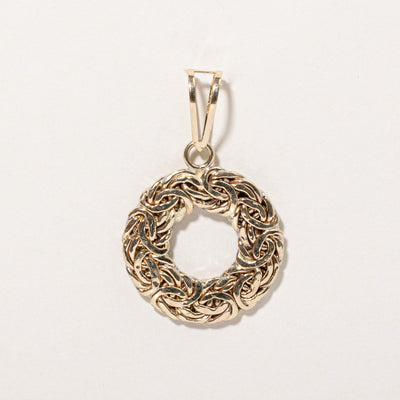 14k Two Tone Gold Wreath Pendant