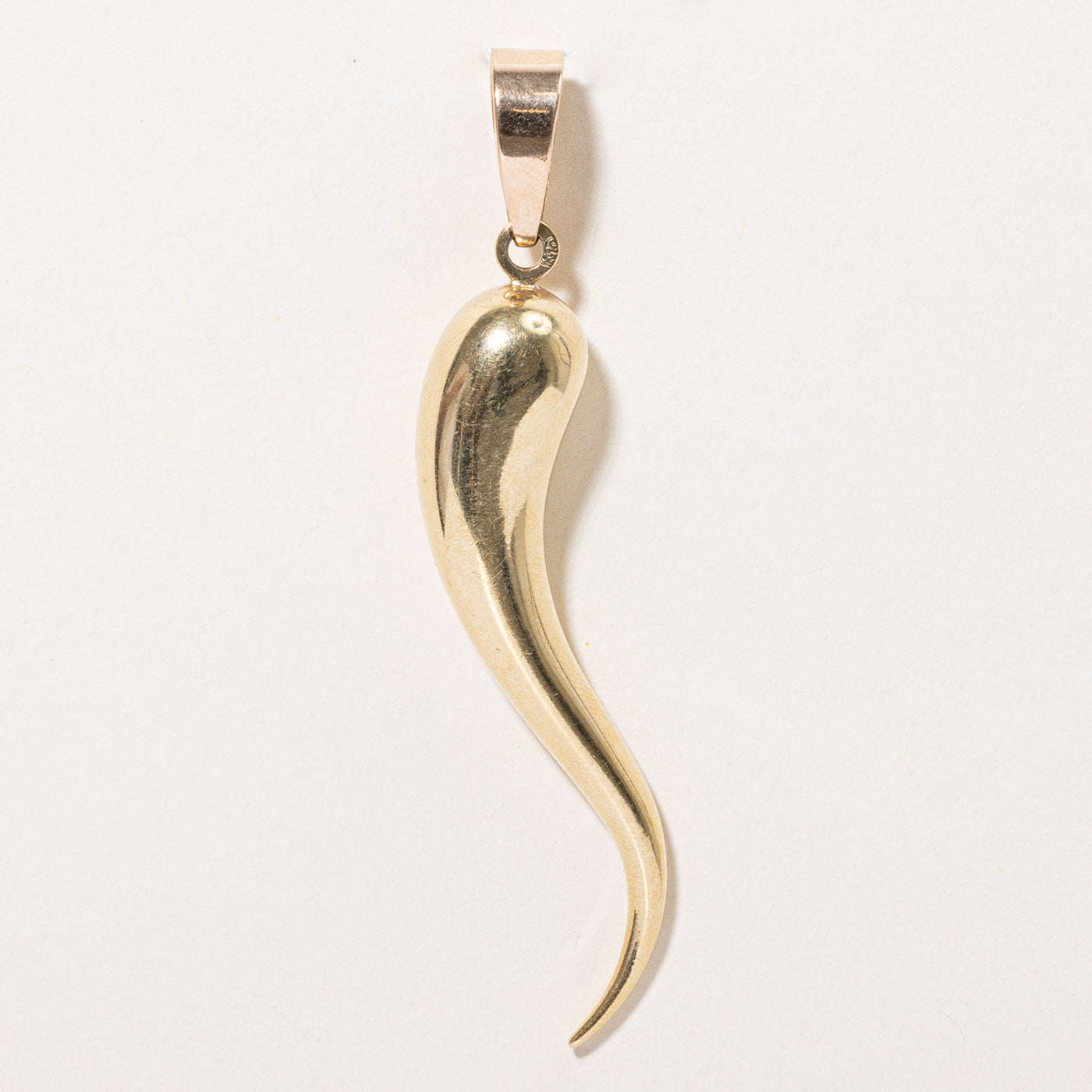 Large 10k Yellow Gold Cornicello Pendant