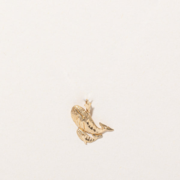 14k Yellow Gold Whale Pod Charm