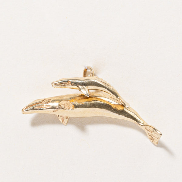 14k Yellow Gold Whale Pod Pendant