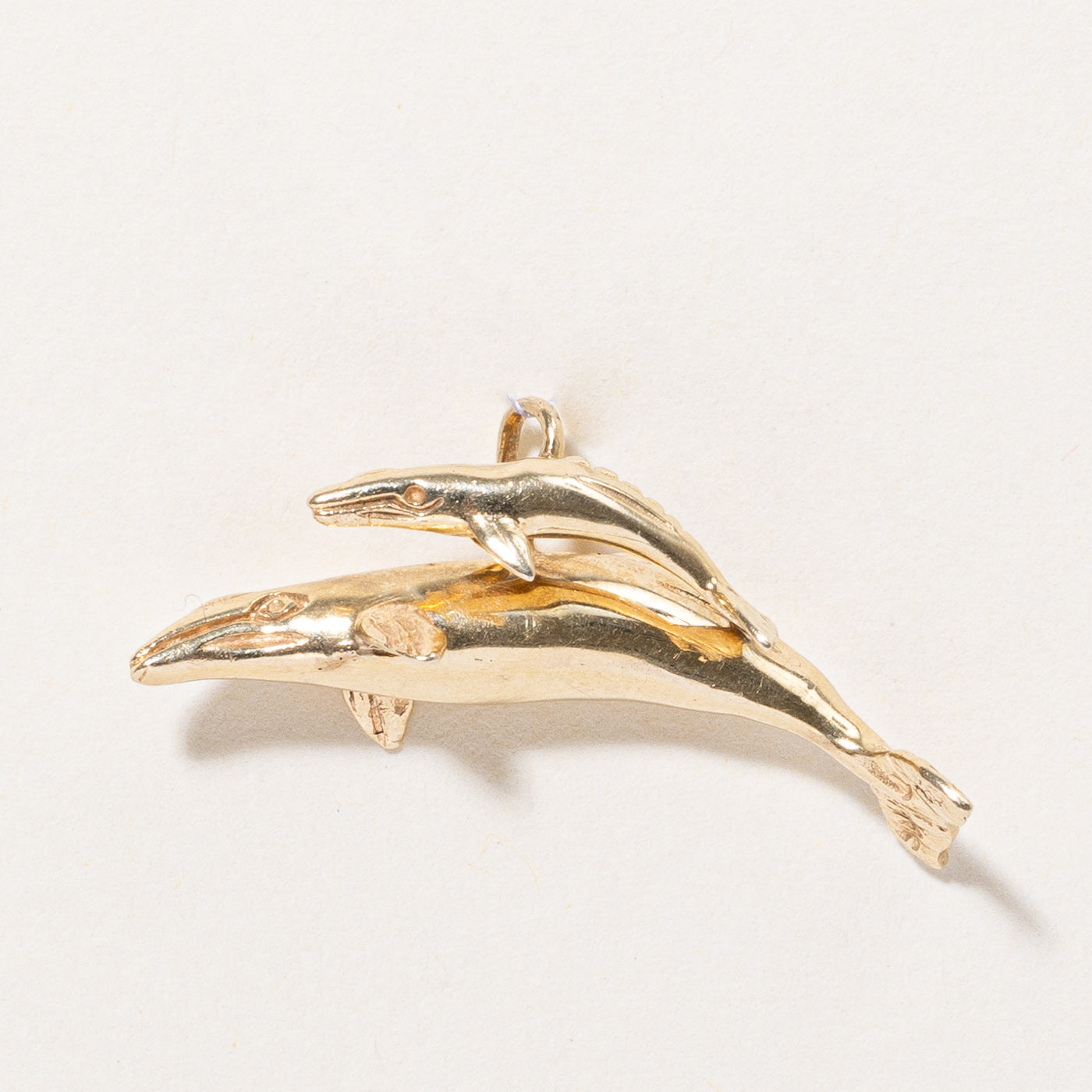 14k Yellow Gold Whale Pod Pendant