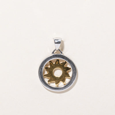 10k Two Tone Gold Sun Pendant