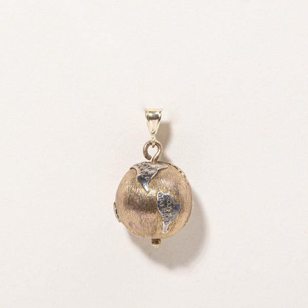 14k Two Tone Spinning Globe Pendant