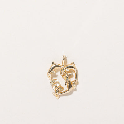 10k Yellow Gold Dolphin Heart Pendant