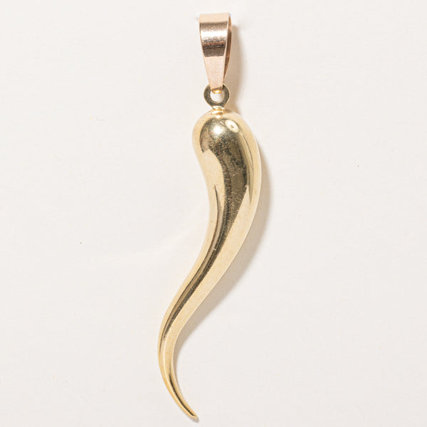 Large 10k Yellow Gold Cornicello Pendant