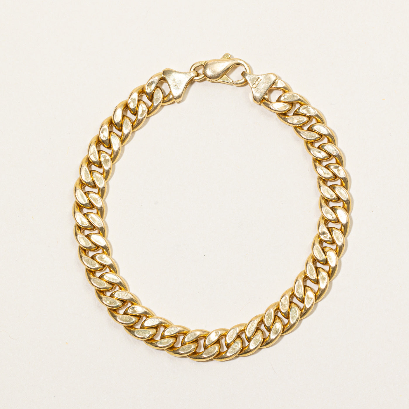 Bracelet à maillons cubains en or jaune 18 carats | 7,5" | 